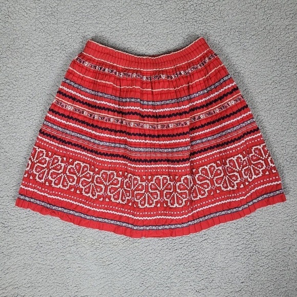 Club Monaco Dresses & Skirts - Club Monaco Skirt Womens XS Red Pleated Accordian Embroidered Boho Folk Olla